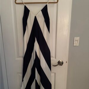 Navy blue and White Striped Maxi Dress